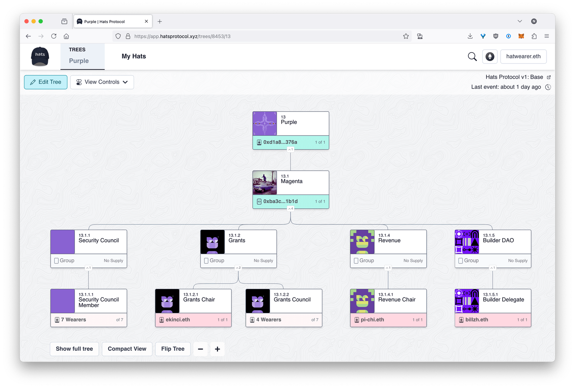 Screenshot 1 of Hats Protocol showing the application interface